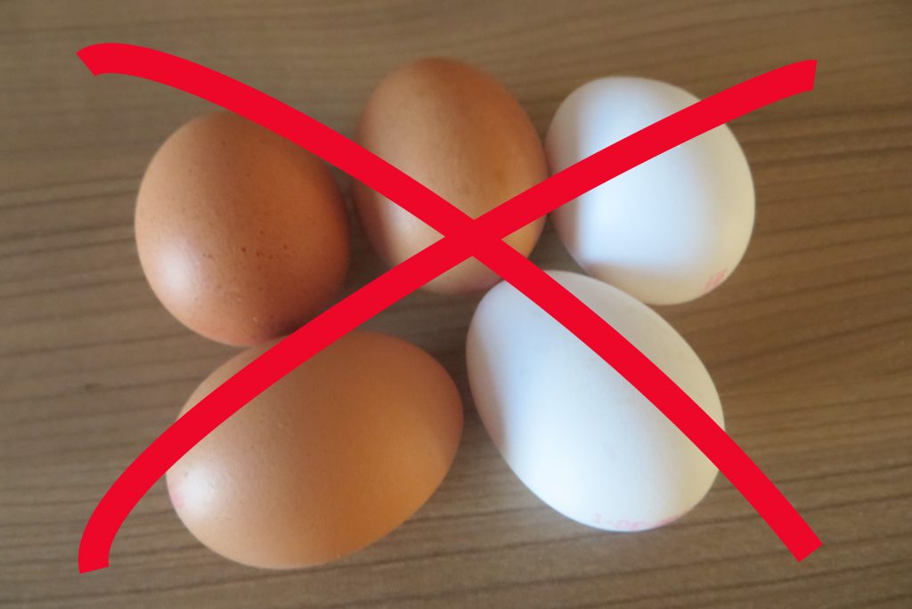 Eier durchgestrichen, eifrei, ohne Ei