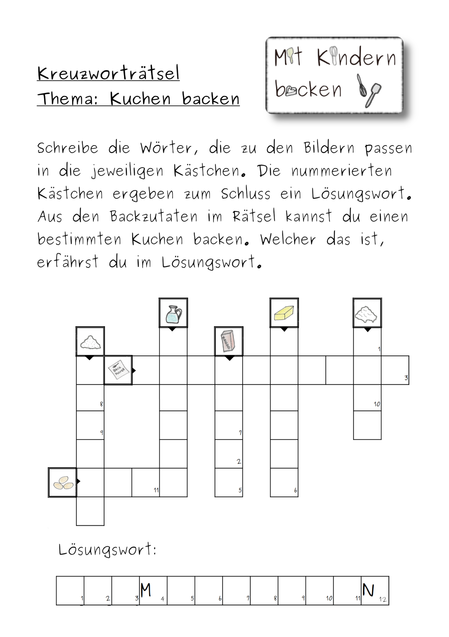 Kinderrätsel zum Thema Backen - Mit Kindern backen