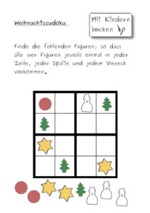 Sudoku Weihnachten Kindergartenkinder leicht