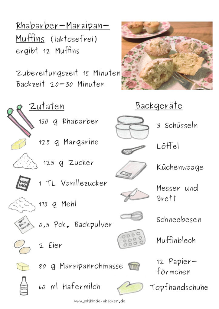 Rezept für laktosefreie Rhabarber-Marzipan-Muffins