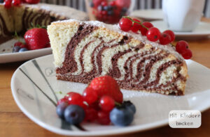 Stück Rührkuchen in Zebraoptik laktosefrei